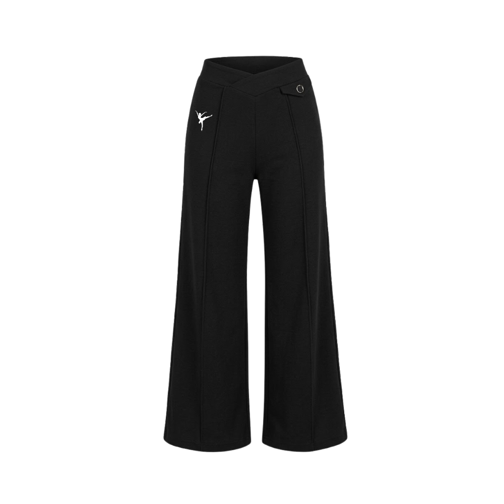 Pantalone palazzo non garzato con vita alta incrociata