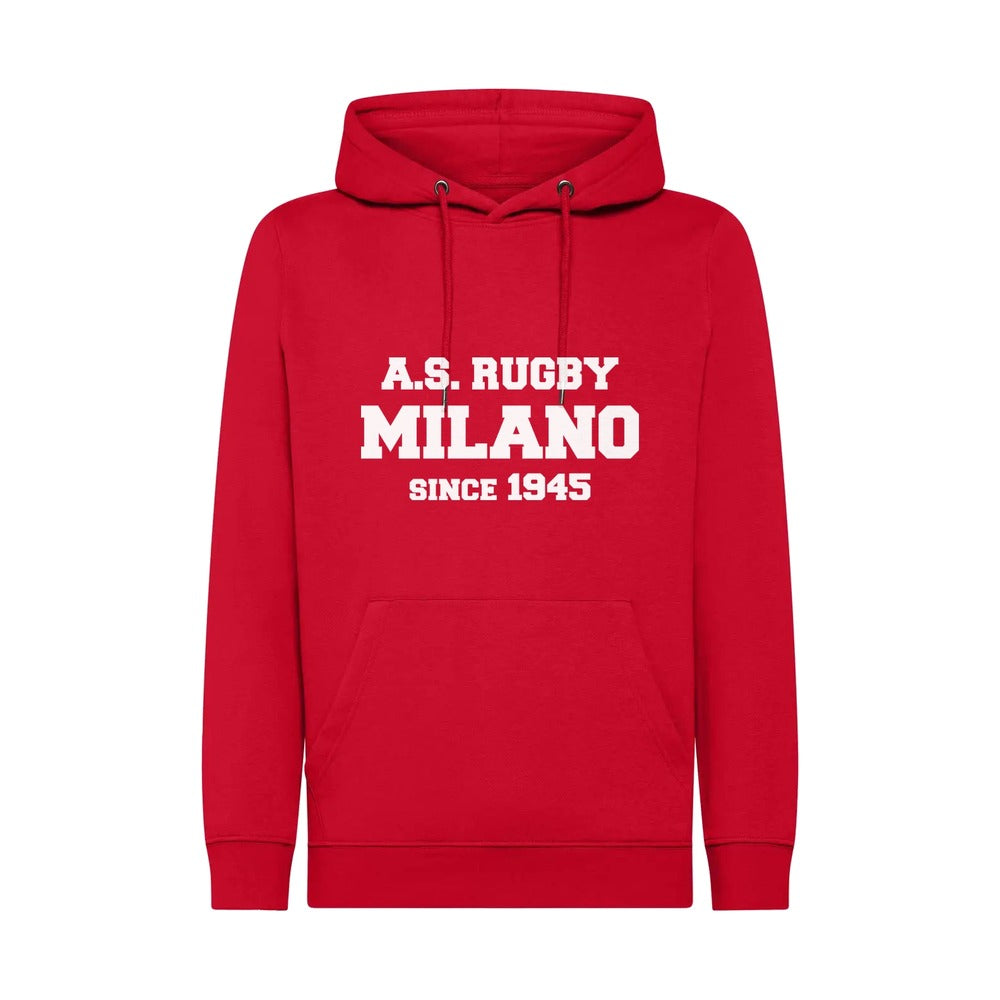 Felpa con cappuccio rossa Rugby Milano