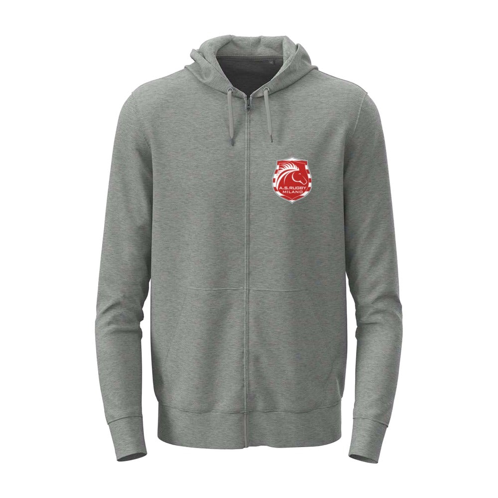 Felpa con zip grigia Rugby Milano