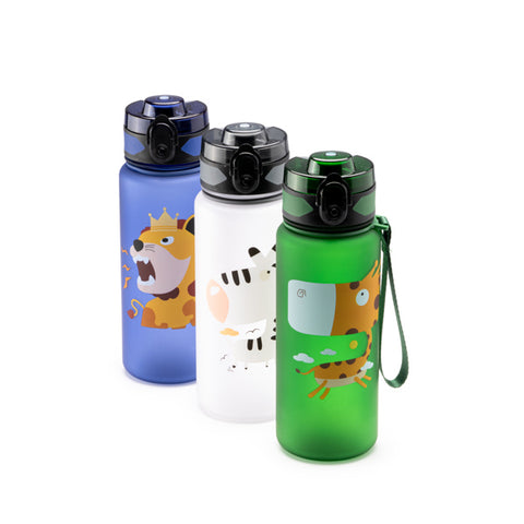 Colorful children's water bottle with animals and dinosaurs 
