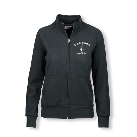 Sweatshirt femme veste zip long - noir - caput villae danza