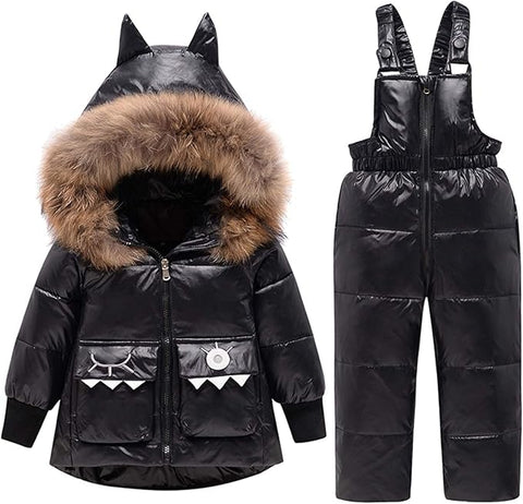 Combinaison de ski unisexe pour enfants, 2 pièces, veste à capuche et pantalon, pour les 1 à 5 ans