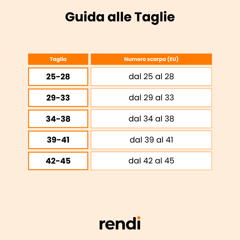 Guida alle Taglie Calza microfibra Rad con punta e tallone rinforzati