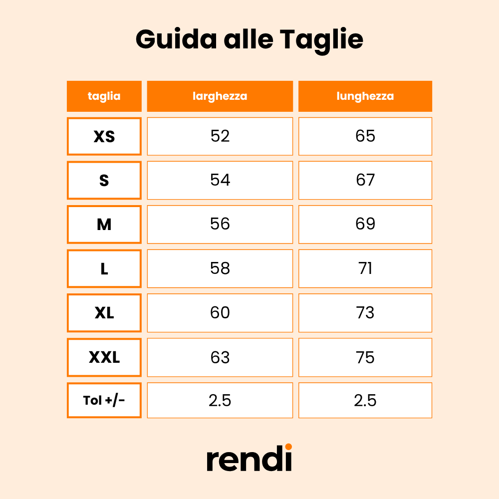 Guida alle taglie felpa adulto