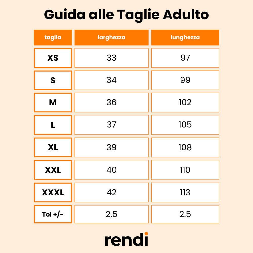 Guida alle taglie pantalone adulto