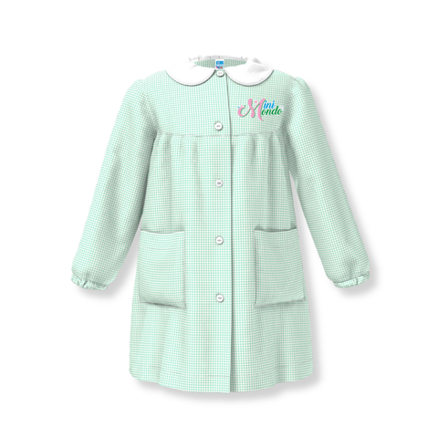 Tablier enfant - boutons latéraux VERT - école mini monde