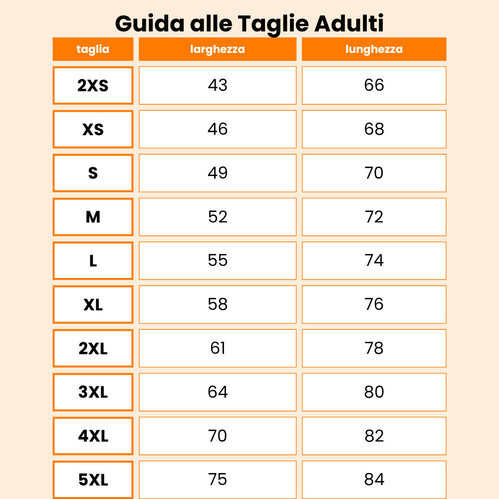 Guida alle taglie adulti