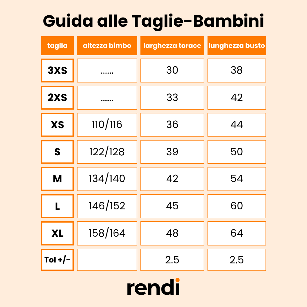 Guida alle taglie T-shirt bambino