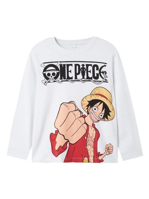 One Piece Monkey D. Luffy Straw Hat Crew T-shirt manches longues-Blanc