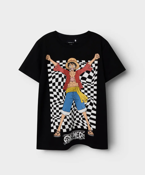 One Piece Monkey D. Luffy Straw Hat Crew Maglietta maniche corte Nero