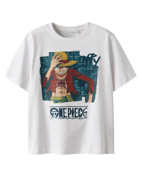 One Piece Monkey D. Luffy Straw Hat Crew Maglietta maniche corte-Bianco