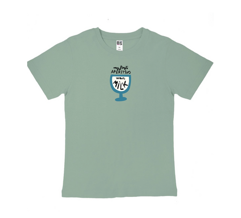 T-shirt amusant et scolaire « Mon premier apéritif était du lait »