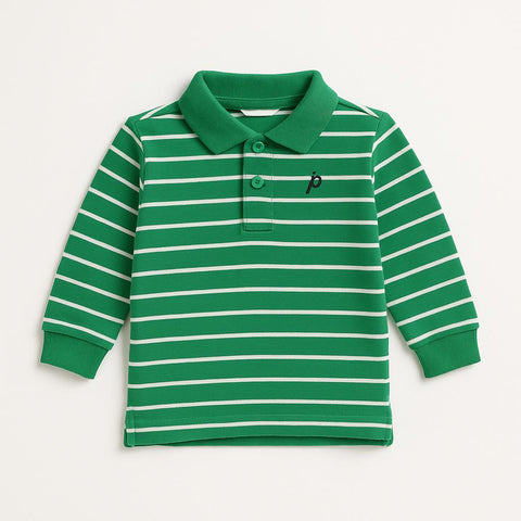 Long-sleeved Polo Shirt - Boys - 60-65 | 3 months