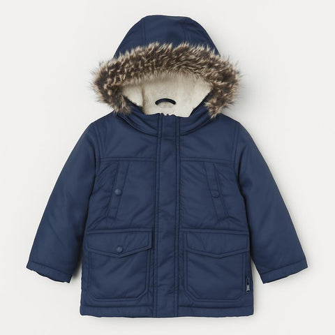Parka bleue pour enfants avec fourrure