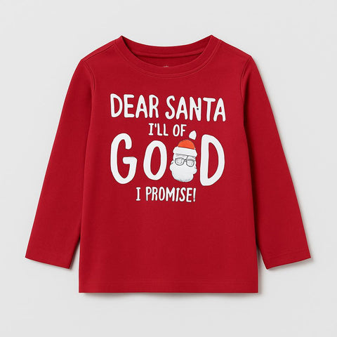T-shirt de Noël rouge « Cher Père Noël »