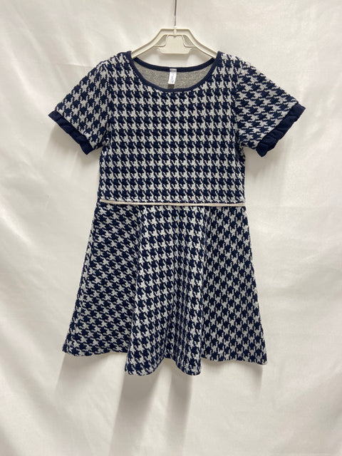 Robe pied-de-poule bleue pour petite fille